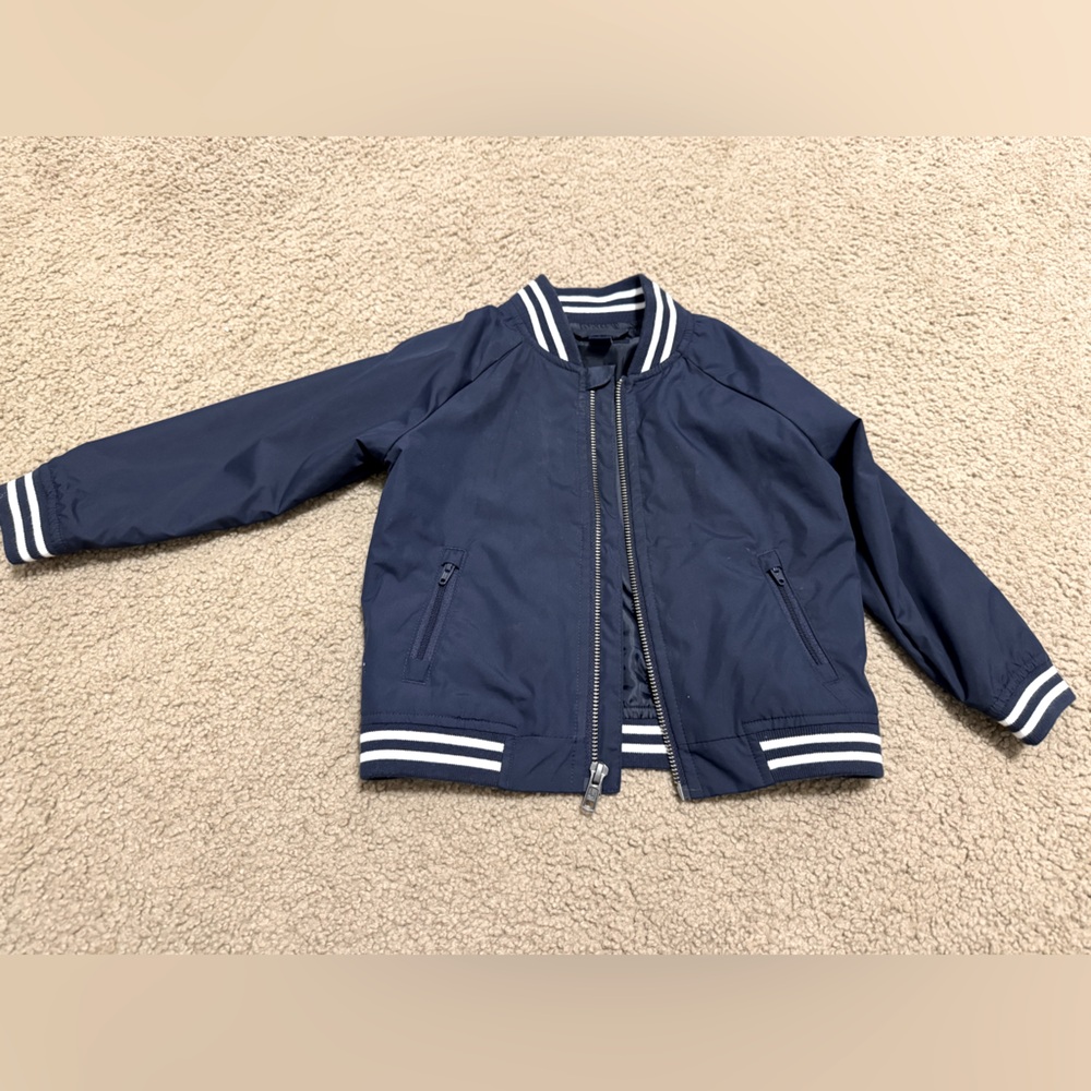 Janie and Jack Navy Boys 2T Blue Light Weight Jacket with White Stripes